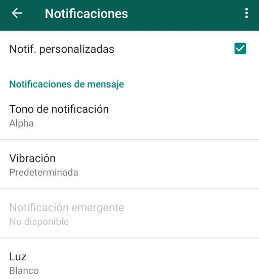 Truco para personalizar las notificaciones de WhatsApp